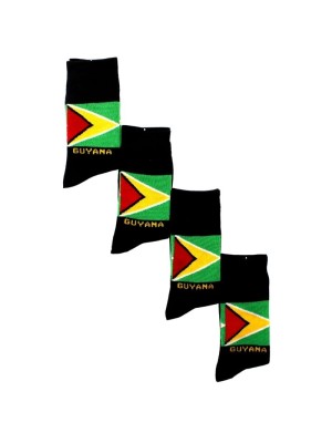 Men's Black "Guyana" Design Ankle High Socks (1 Pack)