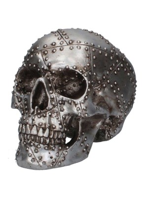Rivet Head Skull Figurine - 19cm 