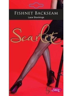 Silky's Fishnet Backseam Lace Stockings - Black (One Size)