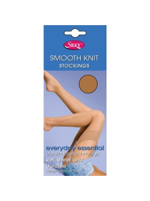 Silky 15 Denier Smooth Knit Stockings - One Size (Natural Tan)