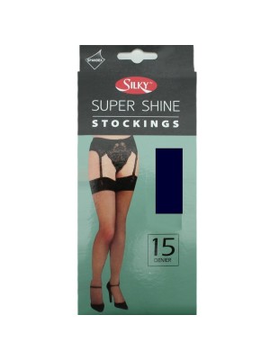 Silky 15 Denier Super Shine Stockings - One Size (Navy)