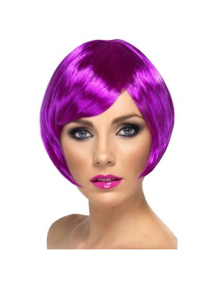Babe Bob Party Wig with Fringe - Purple