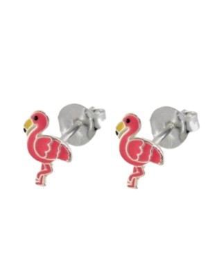 Sterling Silver Flamingo Design Stud Earrings