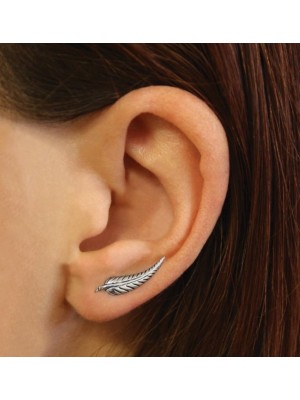 Sterling Silver Pair of Mini Feather Ear Crawlers 
