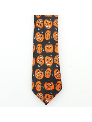 Tie With Pumpkin Face Design