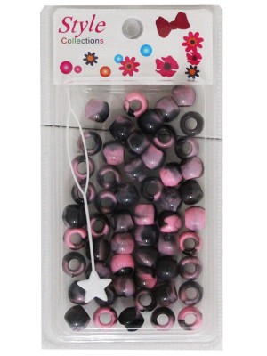Two Toned Hair Braiding Beads - Black/Pink