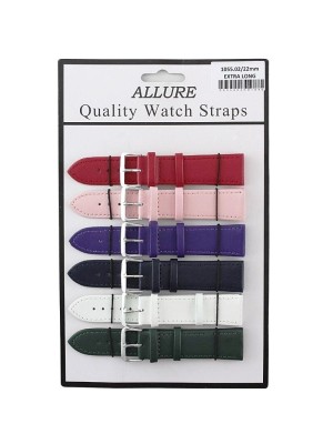 Allure Extra Long Plain Leather Watch Straps - Asst. Colours - 22mm