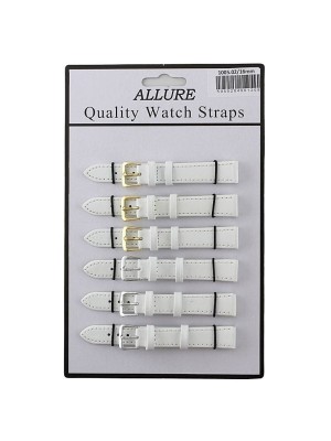 Allure Plain Leather Watch Straps - White - 16mm