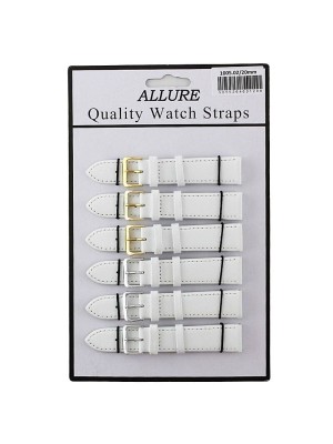 Allure Plain Leather Watch Straps - White - 20mm