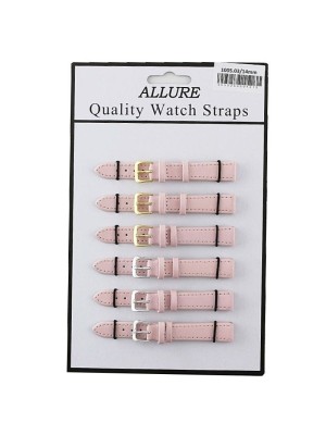 Allure Plain Leather Watch Straps - Pink - 14mm