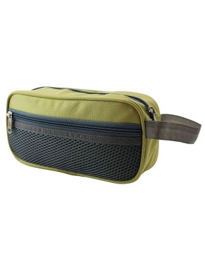 Mustard Pencil Case With 3 Zipper Compartments 