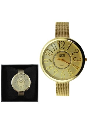 Ladies Eton Mesh Bracelet Fashion Watch - Gold