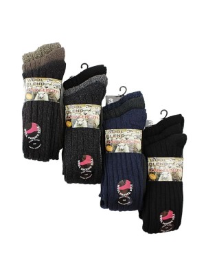 Men's Wool Blend Long Length Socks (3 Pack) - Asst