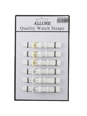 Allure Plain Leather Watch Straps - White - 14mm