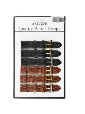Allure Premium Ostrich Croc Grain Watch Straps - Tan/Black - 22mm