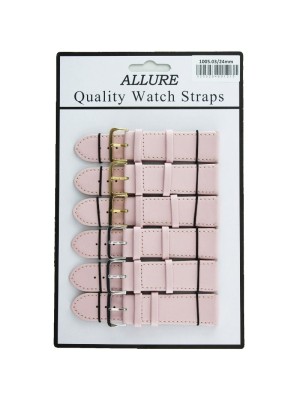 Allure Plain Leather Watch Straps - Pink - 24mm