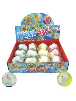 Light Up Sparkly Bounce Water Ball Toy - White Unicorn Design (Assorted) 