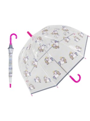 Children's Unicorn Design Wind Resistant Umbrella With Crook Handle