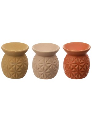 Eden Ceramic Oil Burner With Embossed Triangle Pattern - Assorted