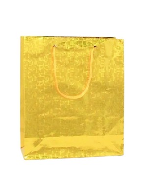 Gold Holographic Paper Gift Bag - 21.5x18x7.5cm