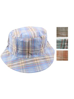 Adults Reversible Bucket Hat Tartan Design - Assorted Colours