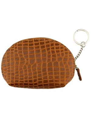 Ladies Leather Coin Purse With Zip Closure - Tan