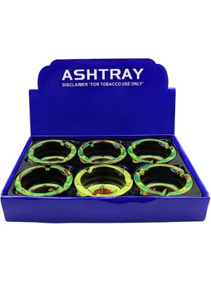 Sparky's Round Glass "Rasta Leaf" Ashtray - Assorted Designs 