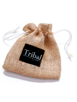 Tribal Steel Drawstring Jute Gift Bag 