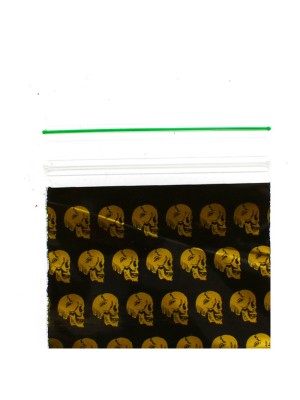 Zipper Grip Seal Bags- Gold Skull Print (50 x 50mm)