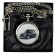 Wholesale Black Cab Print Pocket Watch with Chain - Silver