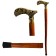 Wholesale Wooden Carved Flower Patterned Walking Stick With Metal Crutch Handle