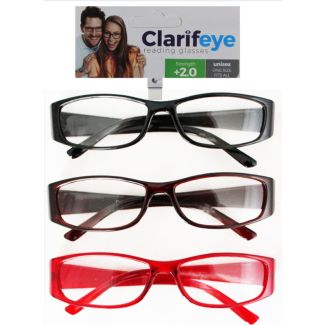 Clarifeye Reading Glasses +2.0 - Assorted Colours 