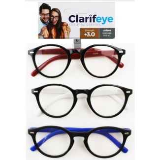 Clarifeye Reading Glasses +3.0 - Assorted Colours 
