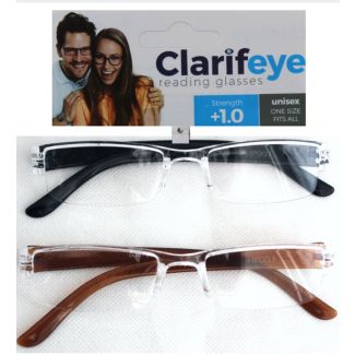 Clarifeye Reading Glasses +1.0 - Assorted Colours 