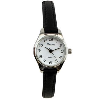 Wholesale Ravel Ladies Small Silver Tone Watch - Black Strap