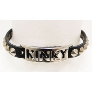 1 Row Conical Studded Kinky Design Leather Choker