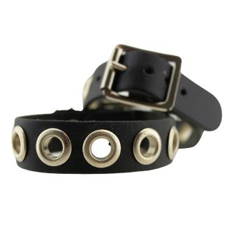 Wholesale 1 Row Black Studded Leather Bracelet Button Style