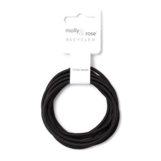 10pcs Black XL Snag Free Hair Elastics - 3mm x 6.5cm