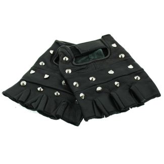 Conical Studded Fingerless Gloves - S
