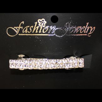 2 Row Diamante Hair Clip - Silver