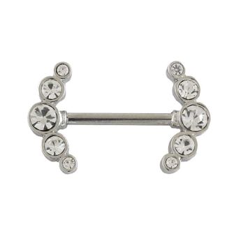 Wholesale Double Gem Set Crescent Nipple Bar