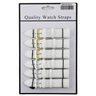 Wholesale Allure Plain Leather Watch Straps - White - 22mm