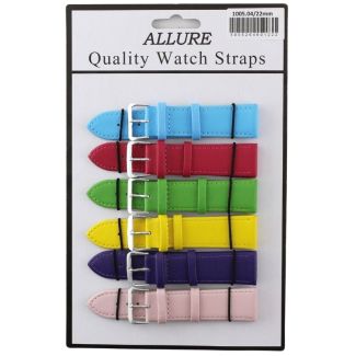 Wholesale Allure Leather Watch Straps - Bright Asst. -22mm