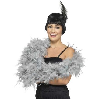 Feather Boa Silver Deluxe 180cm Long