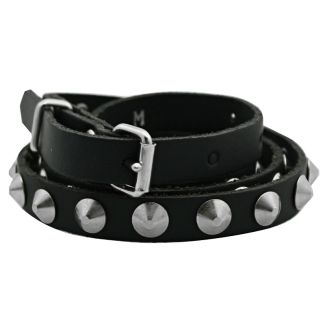 Leather 1 Row Conical Studded Belt Black (M) Supplier