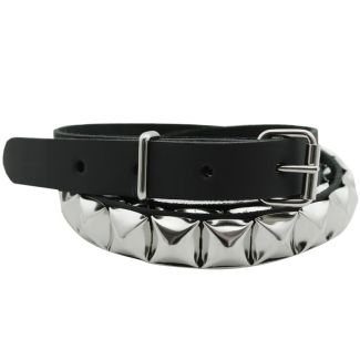 Leather 1 Row Pyramid Studded Belt Black (M) Wholesale