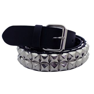 Wholesale Leather 2 Row Pyramid Studded Belt Black 