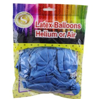 12" Latex Metallic Light Blue Balloons