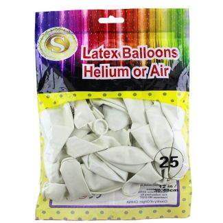 12" Latex White Balloons