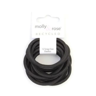 12pcs Black Snag Free Hair Elastics Elastics - 4mm x 4.5cm